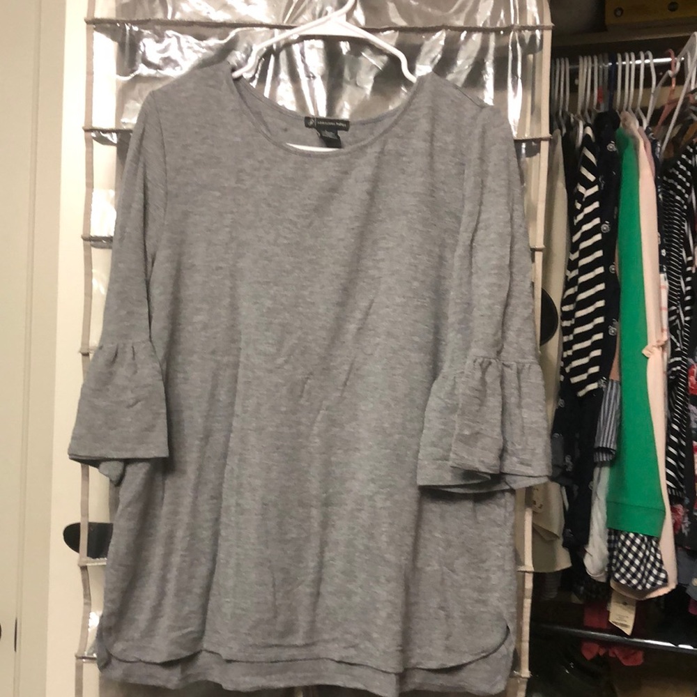 Gray bell sleeve top